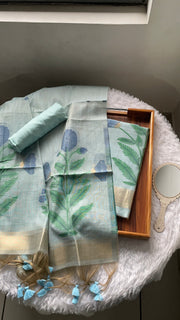 Ethereal Weaves Sky Blue Soft Cotton Unstitched Suit Set